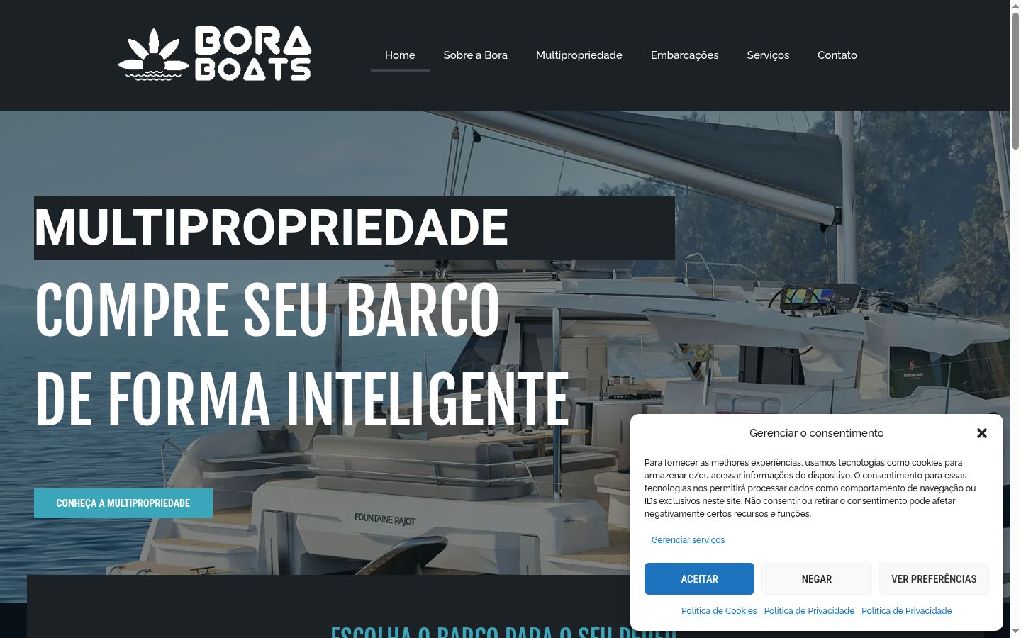 Captura de pantalla del banner de consentimiento mostrado antes de cualquier interacción