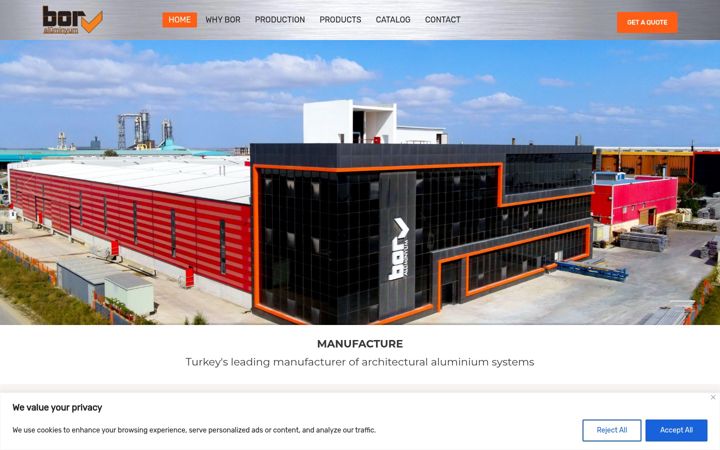Screenshot of boraluminyum.com