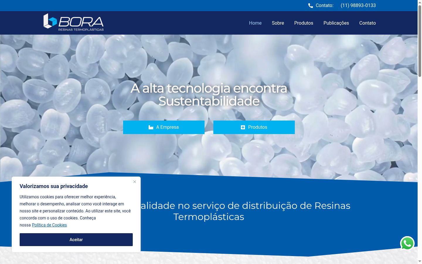 Captura de ecrã do banner de consentimento apresentado antes de qualquer interação