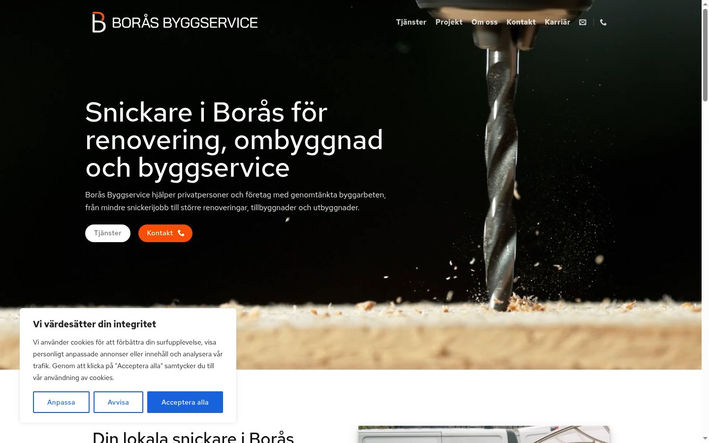 Skärmbild av samtyckesbannern som visades före någon interaktion