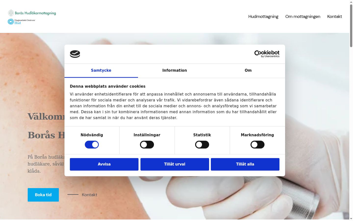 Captura de ecrã do banner de consentimento apresentado antes de qualquer interação