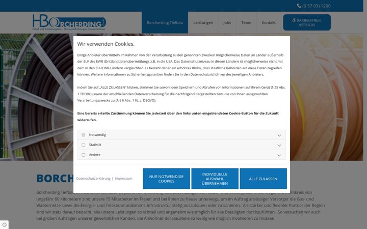 Screenshot of borcherding-tiefbau.de
