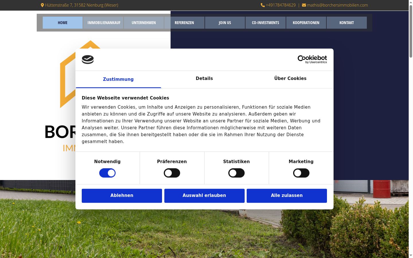 Screenshot of the consent banner shown before any interaction