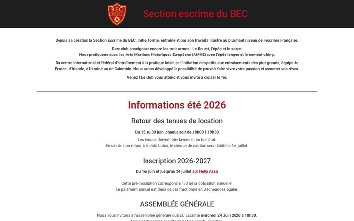 Screenshot of bordeaux-escrime.fr