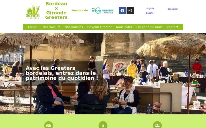 Ekraanipilt saidist bordeaux-greeters.fr