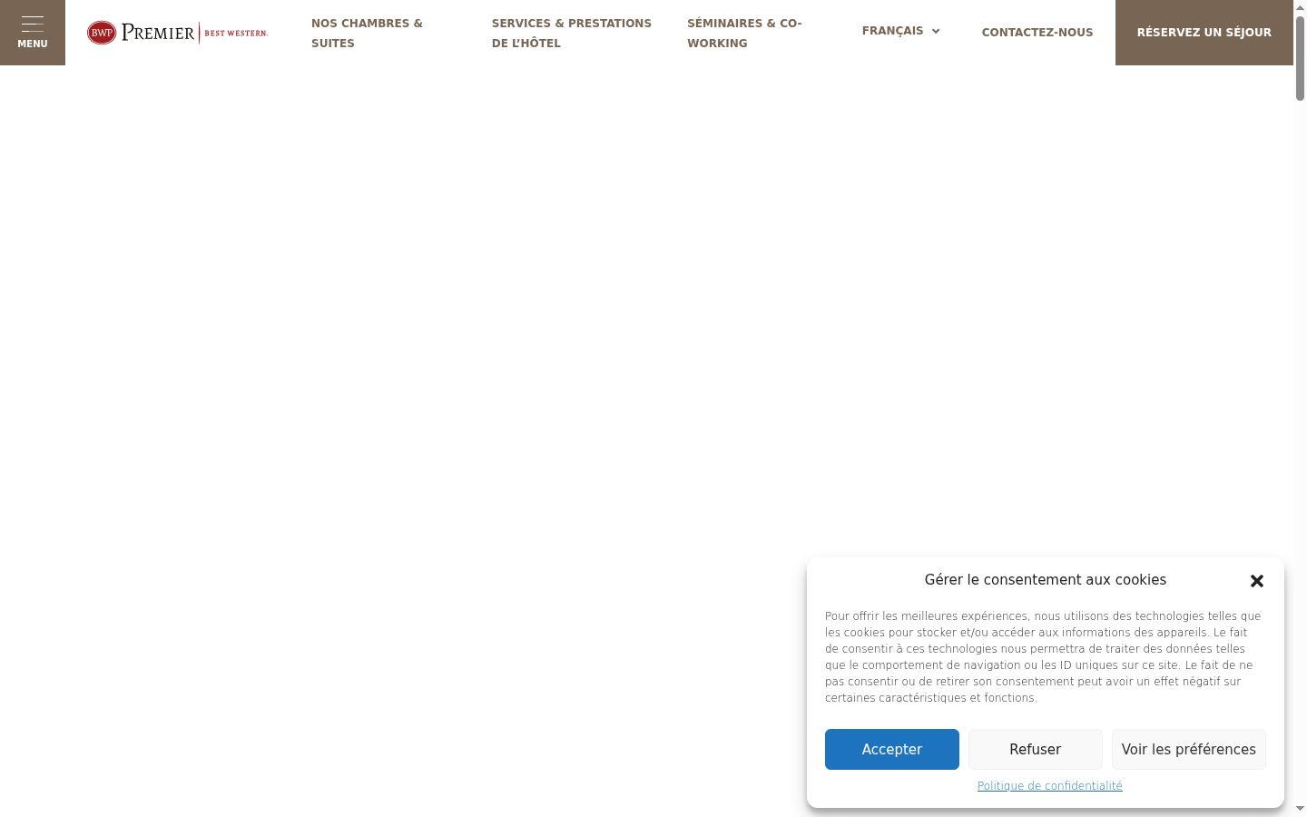 Captura de pantalla del banner de consentimiento mostrado antes de cualquier interacción