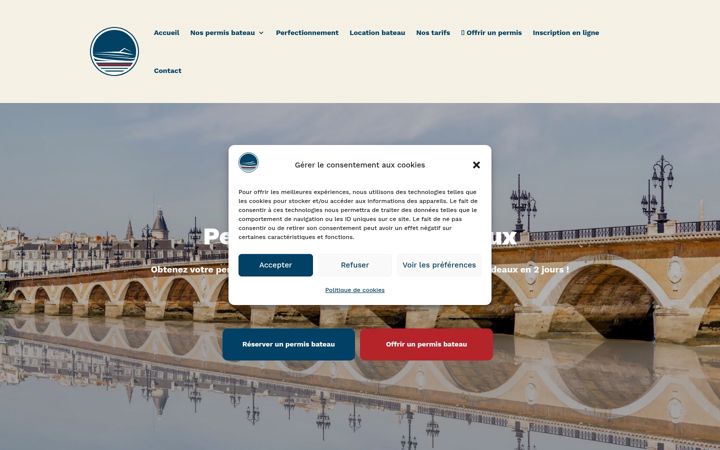 Ekraanipilt saidist bordeaux-permis-bateau.fr