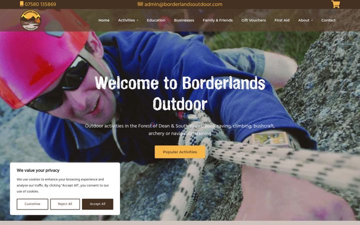 Screenshot of borderlandsoutdoor.com