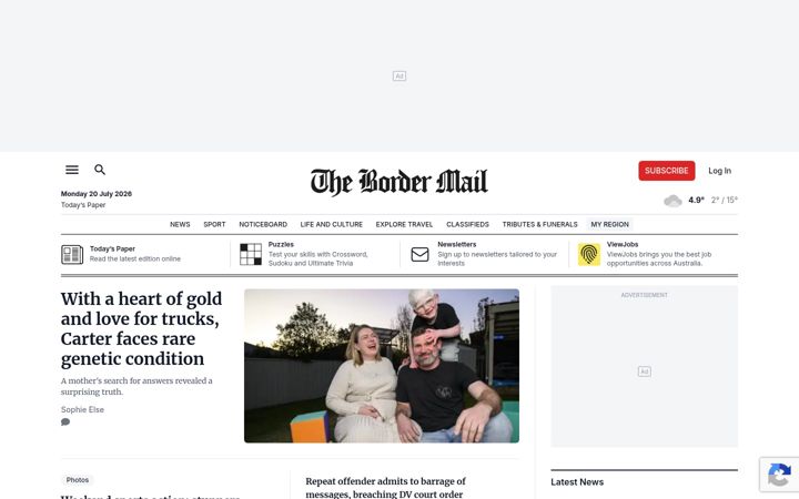 Screenshot of bordermail.com.au