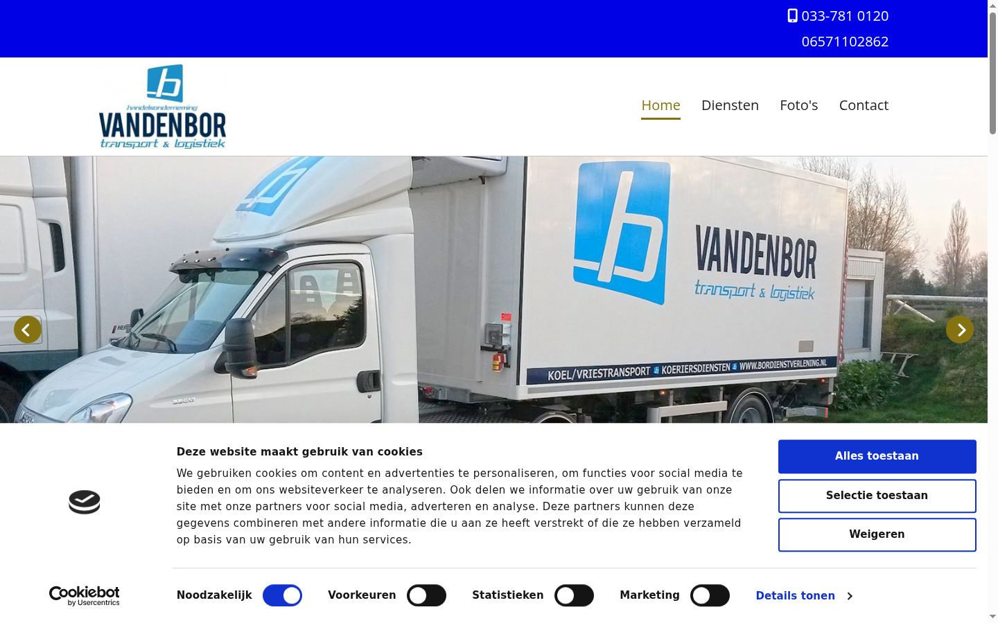 Screenshot del banner di consenso mostrato prima di qualsiasi interazione