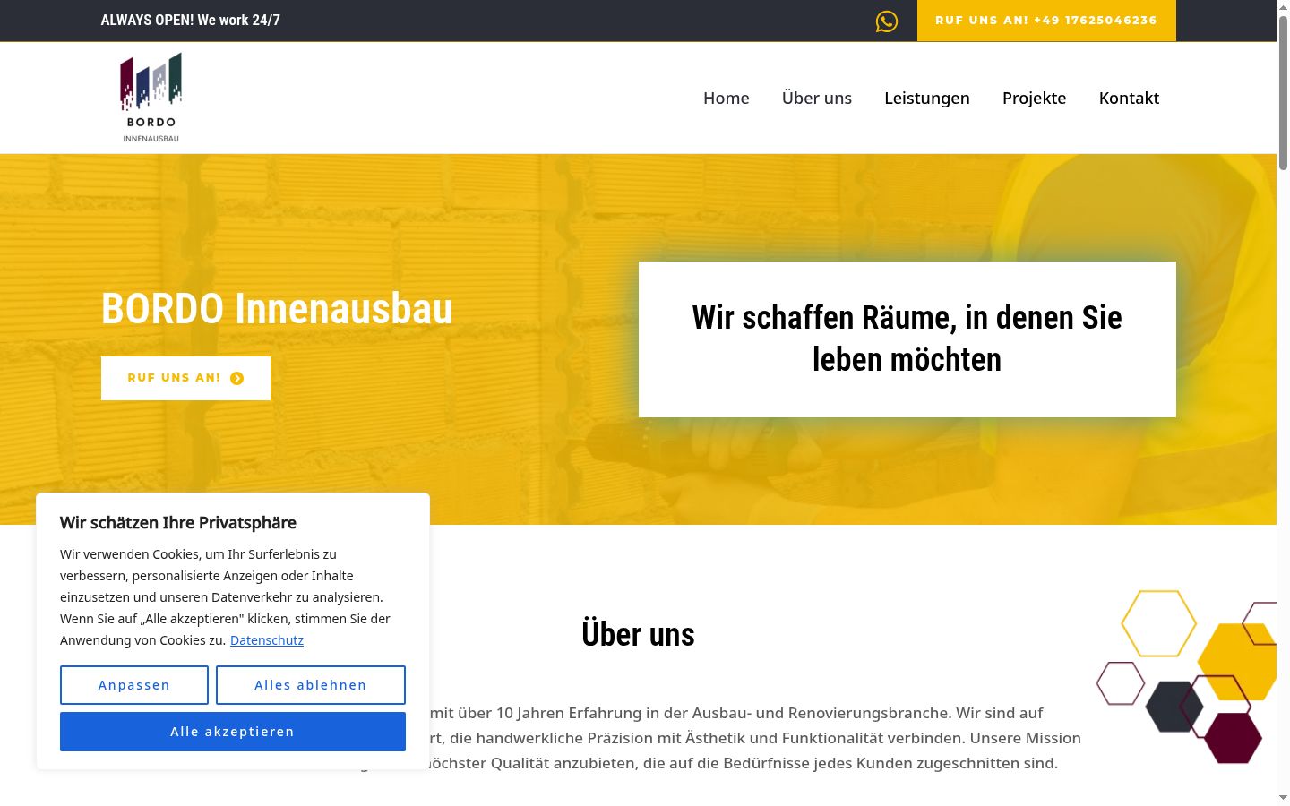 Screenshot of the consent banner shown before any interaction