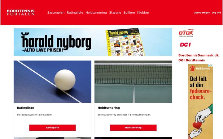 Screenshot of bordtennisportalen.dk