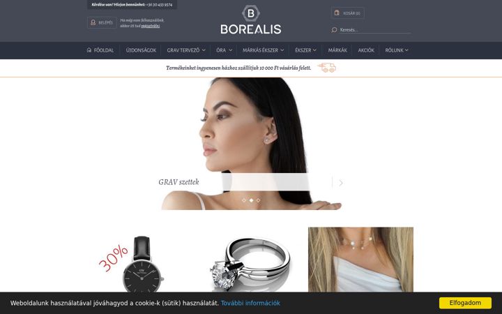 Screenshot of borealisekszer.hu