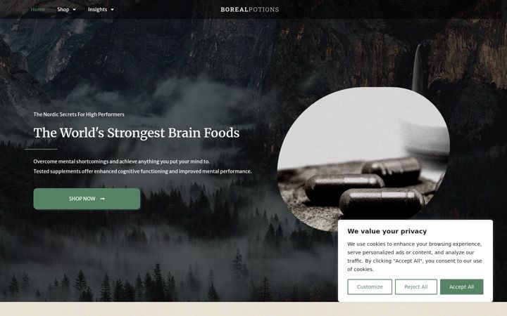 Screenshot of borealpotions.com