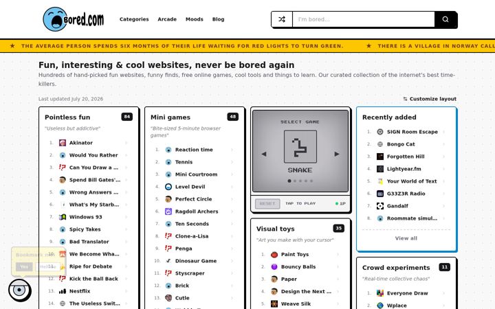 Screenshot of bored.com