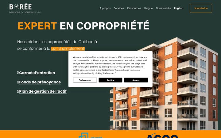 Screenshot of boreesp.ca