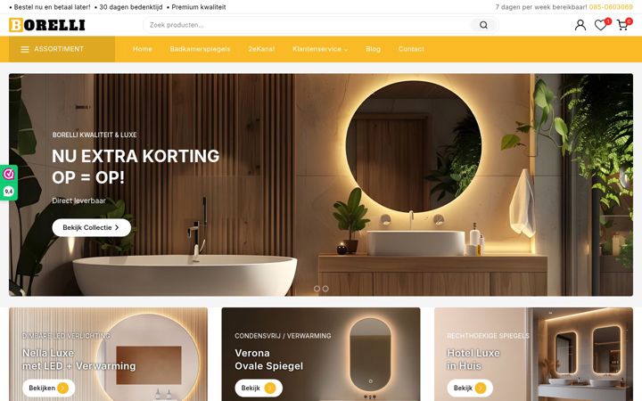 Skjámynd af borelli-sanitair.nl