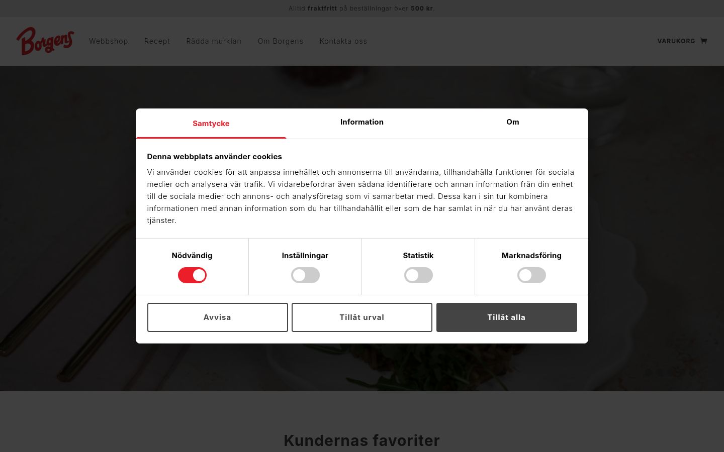 Kuvakaappaus suostumusbannerista, joka näytettiin ennen mitään vuorovaikutusta