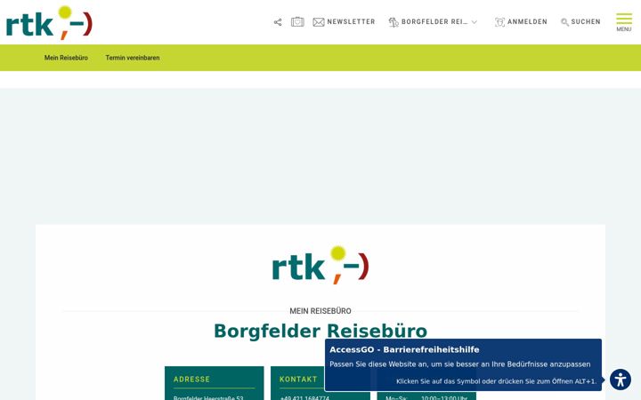 Screenshot von borgfelder-reisebuero.de