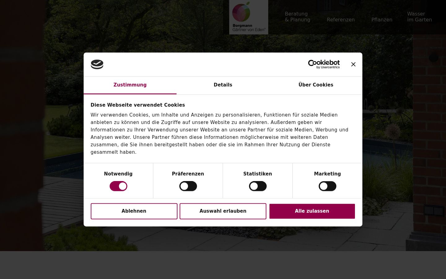 Screenshot del banner di consenso mostrato prima di qualsiasi interazione