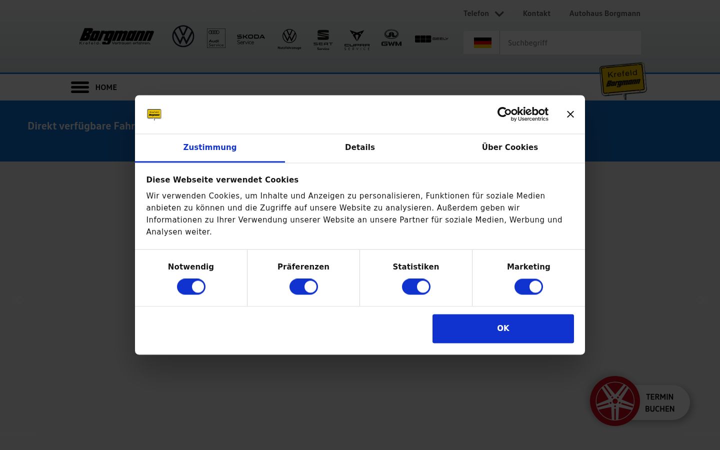 Screenshot del banner di consenso mostrato prima di qualsiasi interazione