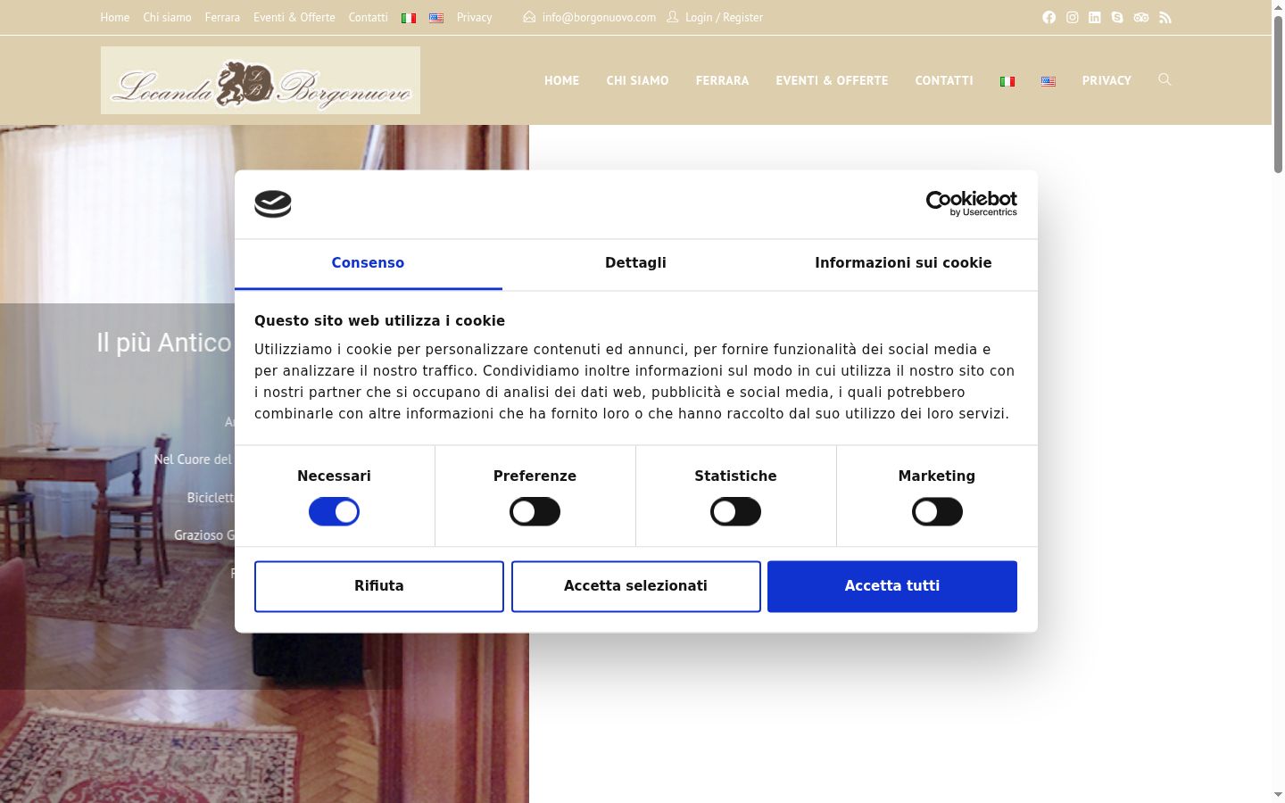Screenshot of the consent banner shown before any interaction