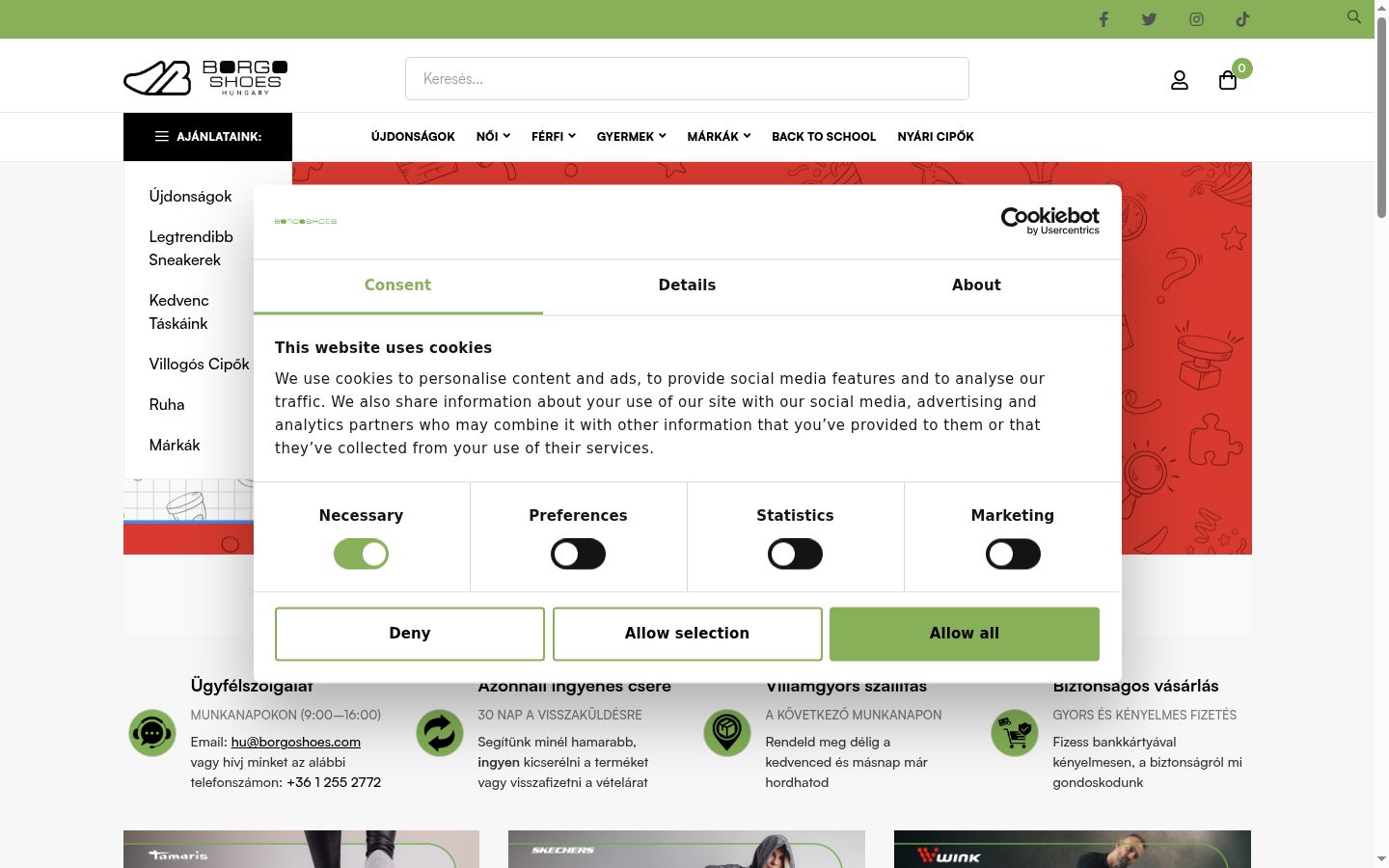Capture d'écran de la bannière de consentement affichée avant toute interaction