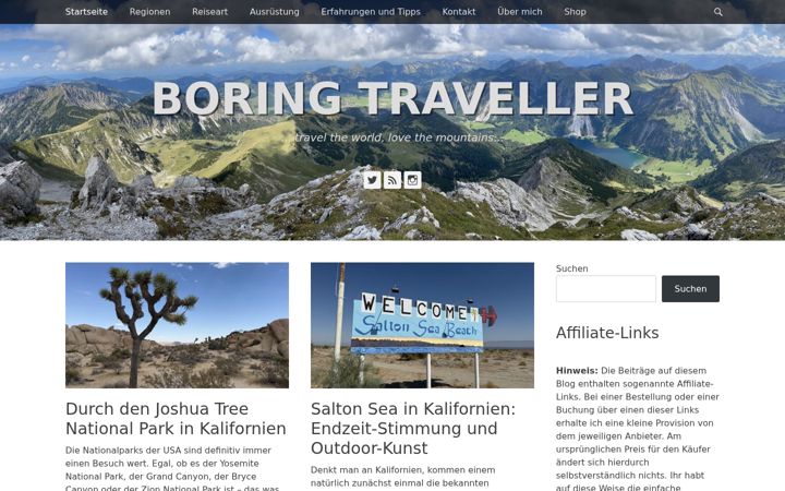 Screenshot of boring-traveller.de