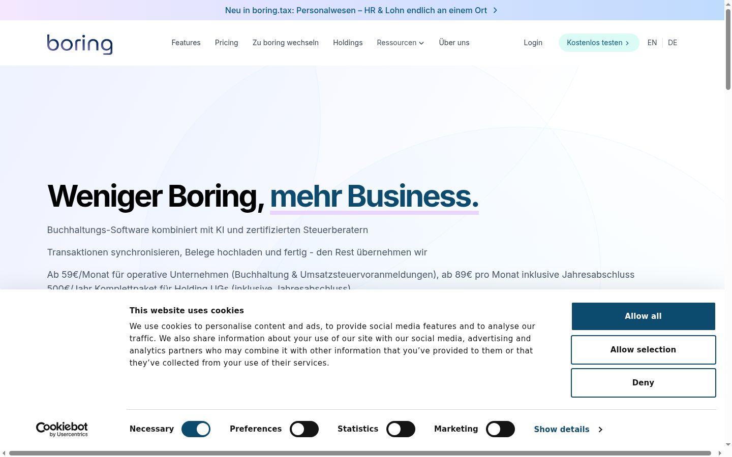 Screenshot van de toestemmingsbanner zoals getoond vóór enige interactie