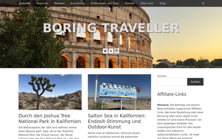 Screenshot of boringtraveler.de
