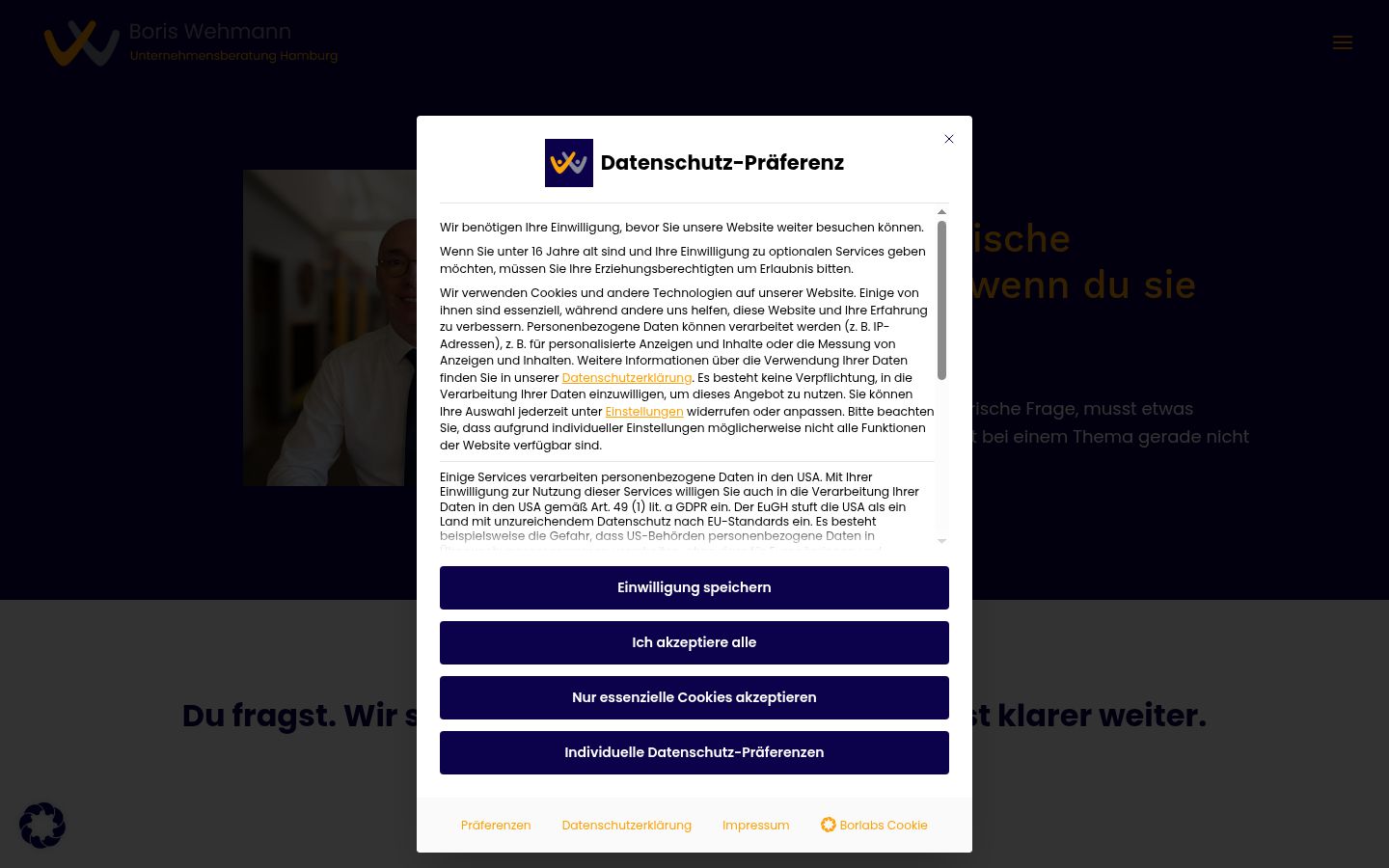 Screenshot van de toestemmingsbanner zoals getoond vóór enige interactie