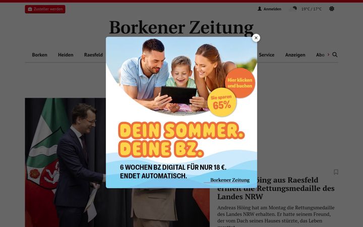 Screenshot of borkenerzeitung.de