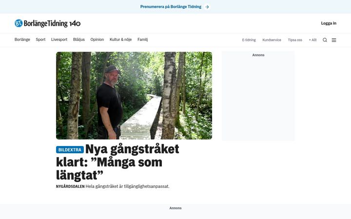 Screenshot of borlangetidning.se