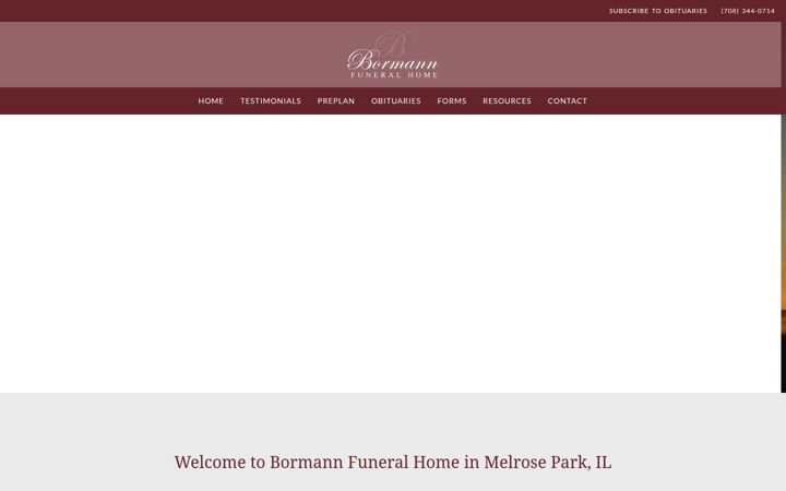 Screenshot of bormannfuneralhome.com
