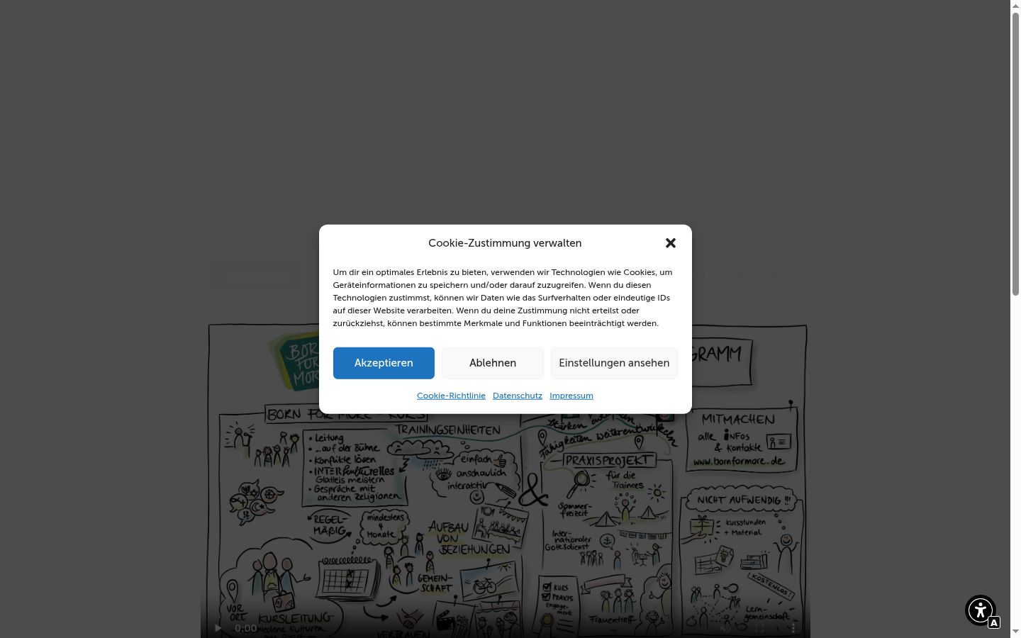 Captura de pantalla del banner de consentimiento mostrado antes de cualquier interacción