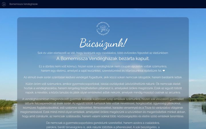 Screenshot of bornemisszavendeghazak.hu