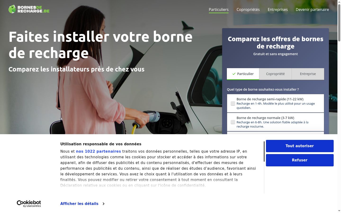 Screenshot del banner di consenso mostrato prima di qualsiasi interazione