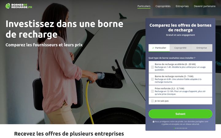 Screenshot stránky bornesderecharge.fr