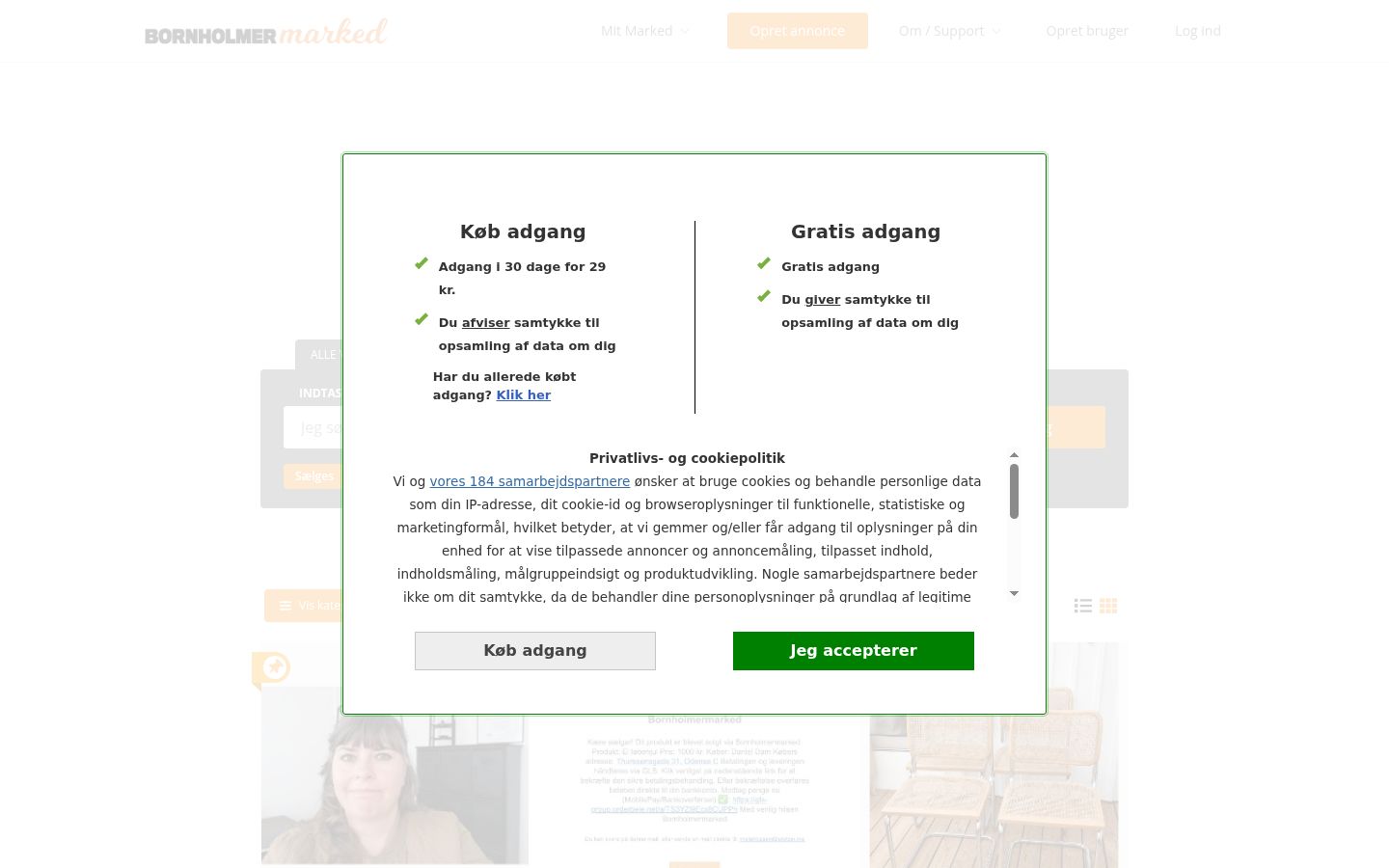 Captura de pantalla del banner de consentimiento mostrado antes de cualquier interacción