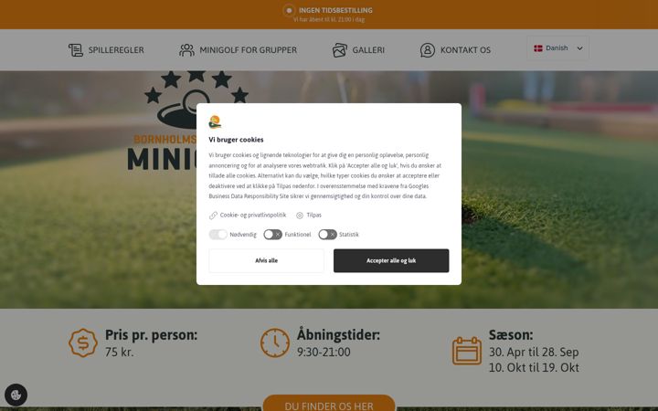 Screenshot of bornholmsminigolf.dk