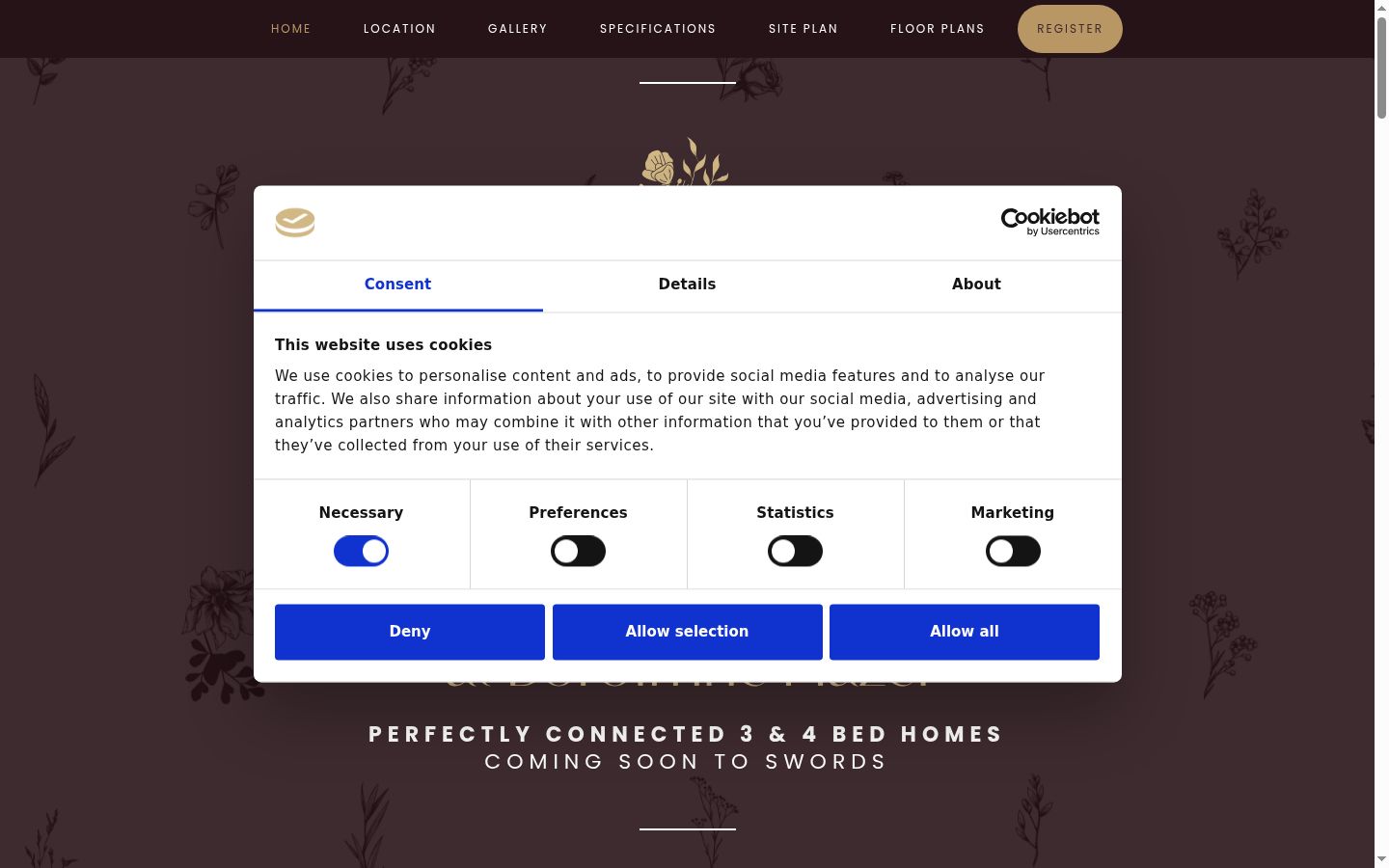 Screenshot del banner di consenso mostrato prima di qualsiasi interazione