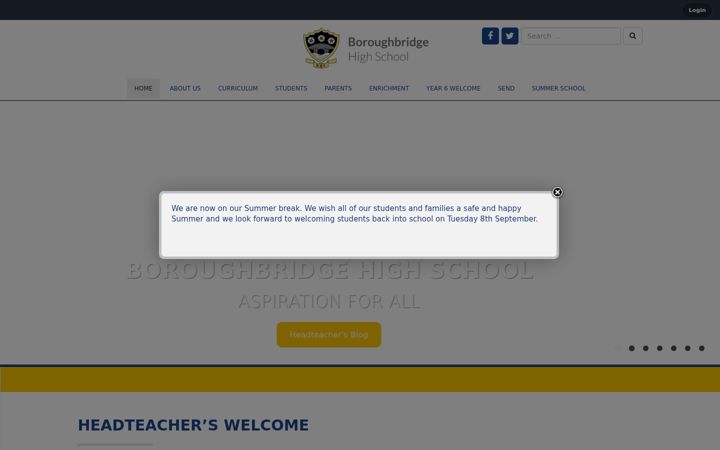 Screenshot of boroughbridgehigh.com