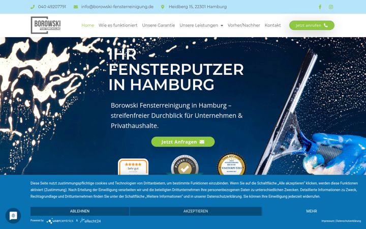 Screenshot of borowski-fensterreinigung.de