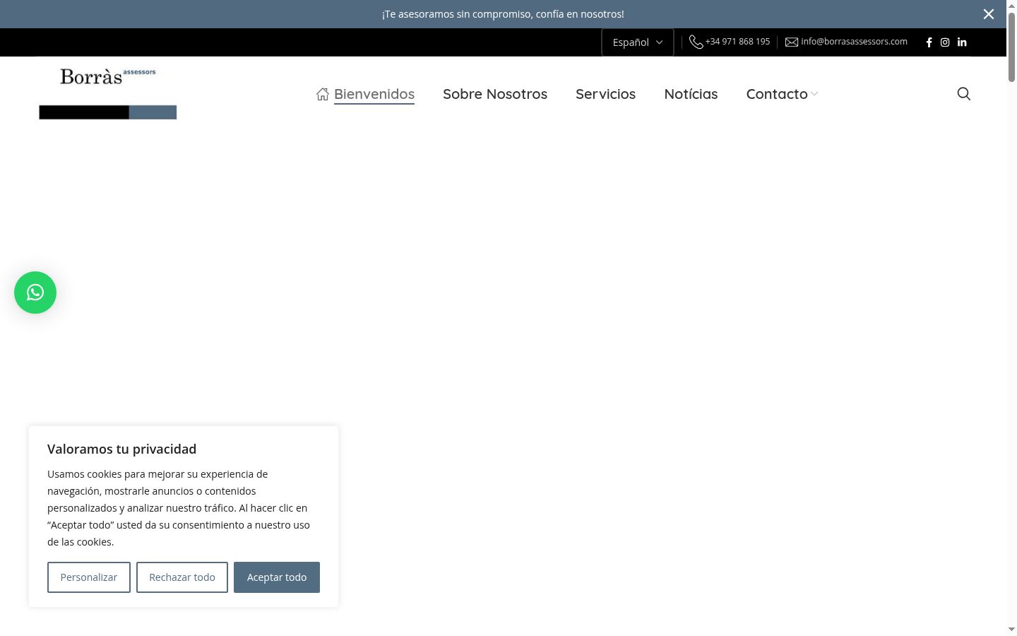 Screenshot of the consent banner shown before any interaction