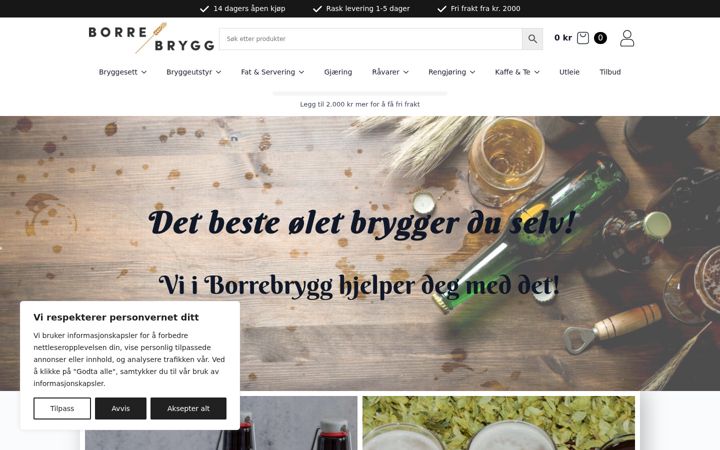 Screenshot of borrebrygg.no