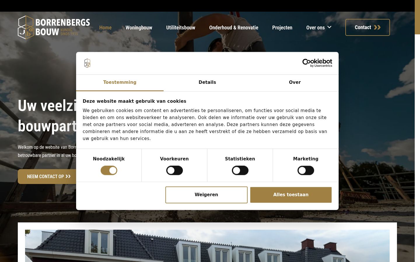 Skærmbillede af samtykkebanneret, som det blev vist før nogen interaktion