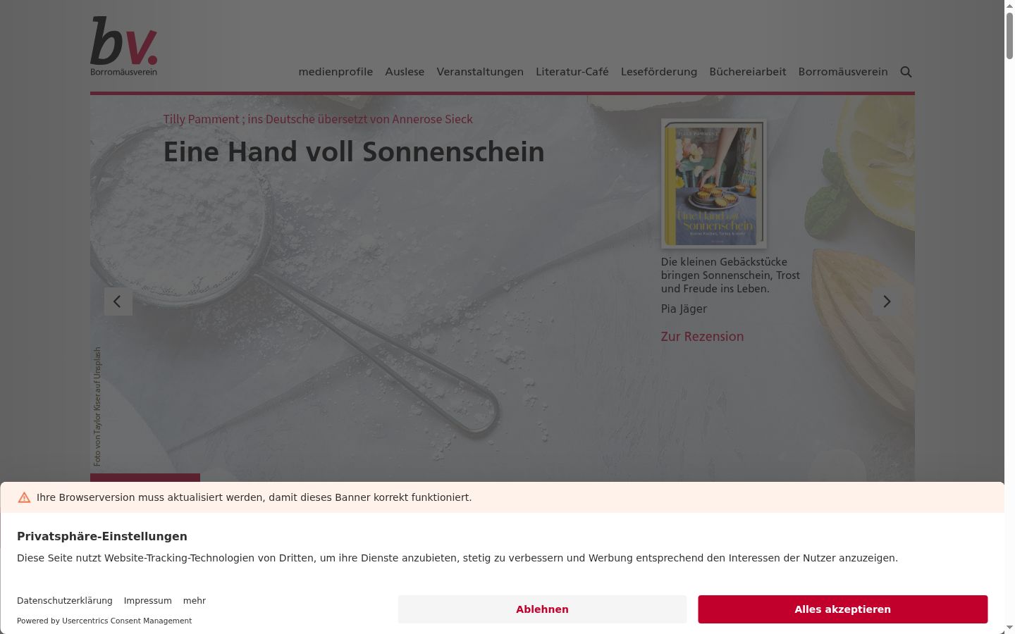 Screenshot del banner di consenso mostrato prima di qualsiasi interazione