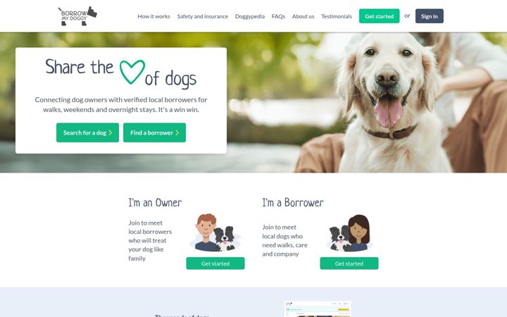 Screenshot of borrowmydoggy.com