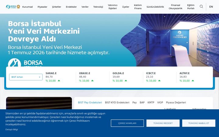 Screenshot of borsaistanbul.com