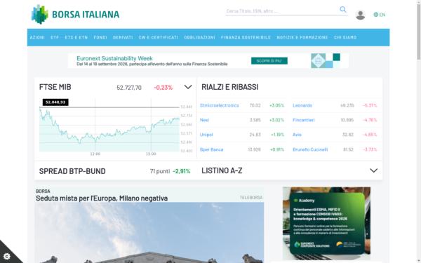 Screenshot of borsaitaliana.it